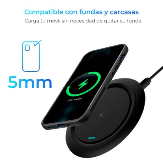 Base de chargement sans fil Ksix Fast Charge 15W pour smartphones et écouteurs Câble Qi USB-C