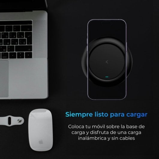 Base de chargement sans fil Ksix Fast Charge 15W pour smartphones et écouteurs Câble Qi USB-C