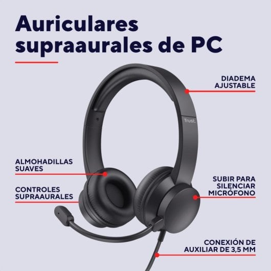Trust Ayda Headset com Microfone Preto