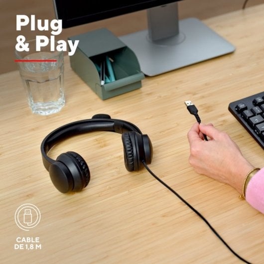 Trust Ayda On Ear Auriculares USB con Micrófono Negros