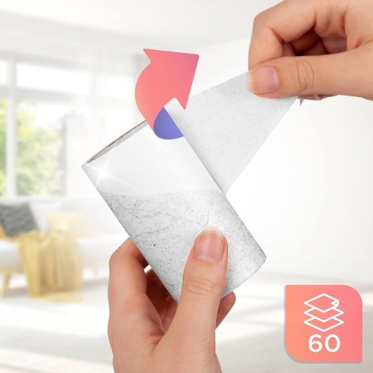 Rodillo Quitapelusas Duronic Roll1x2 (60 Hojas) + 2 Recambios - Elimina Pelos,  Polvo Y Pelusas