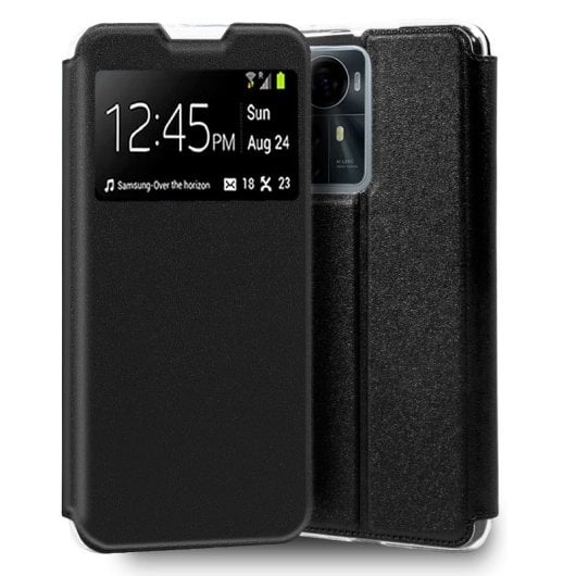 Custodia Flip Cover a libro nera, tinta unita, per ZTE Blade A72s