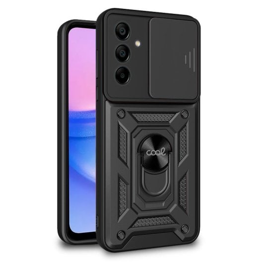 Coque rigide noire avec anneau pour Samsung A155 Galaxy A15/A15 5G