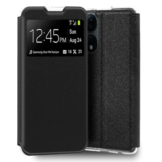 Étui à rabat de type livre lisse noir cool pour Huawei Honor X7B