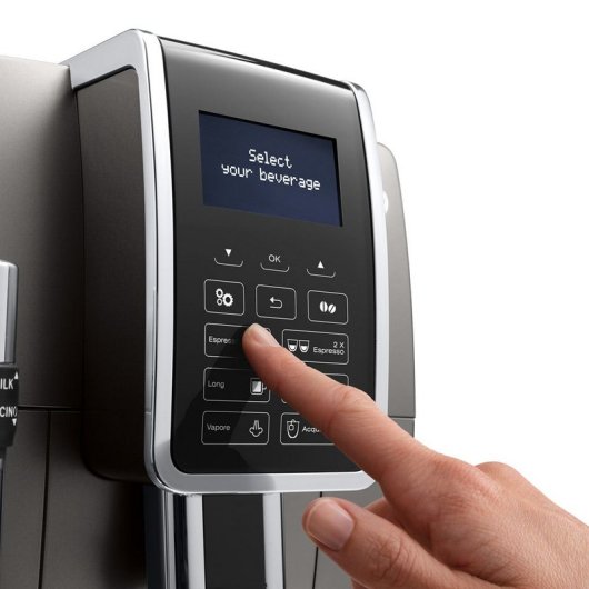 DeLonghi Dinamica Aroma Bar ECAM359.37.TB Kaffeevollautomat mit Mahlwerk, 15 Riegel, Schwarz, Titan