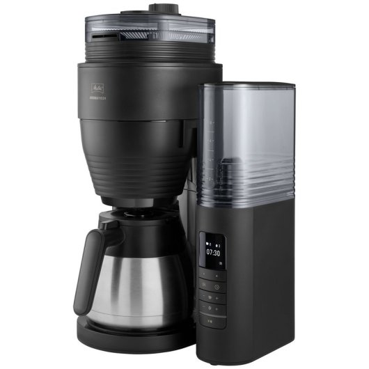 Melitta AromaFresh Therm Pro Filterkaffeemaschine mit Mahlwerk, 8 Tassen, schwarz