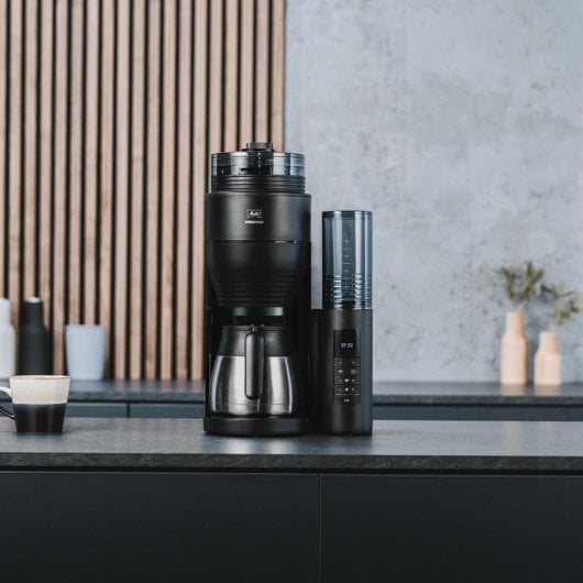 Melitta AromaFresh Therm Pro Filterkaffeemaschine mit Mahlwerk, 8 Tassen, schwarz