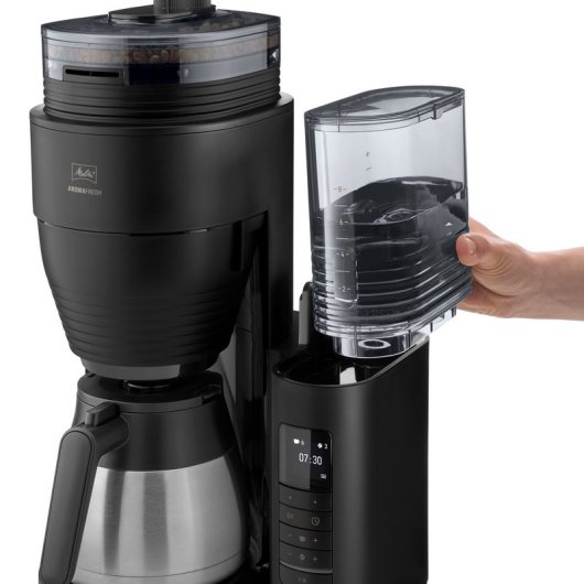 Melitta AromaFresh Therm Pro Filterkaffeemaschine mit Mahlwerk, 8 Tassen, schwarz