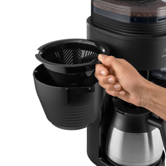 Melitta AromaFresh Therm Pro Filterkaffeemaschine mit Mahlwerk, 8 Tassen, schwarz