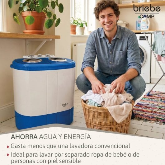 Briebe WM1140 Mini machine à laver centrifuge portable avec 2 compartiments 3 kg gris/blanc