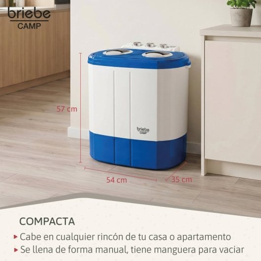 Briebe WM1140 Mini machine à laver centrifuge portable avec 2 compartiments 3 kg gris/blanc