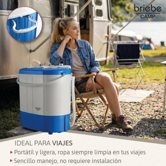 Briebe WM1140 Mini machine à laver centrifuge portable avec 2 compartiments 3 kg gris/blanc