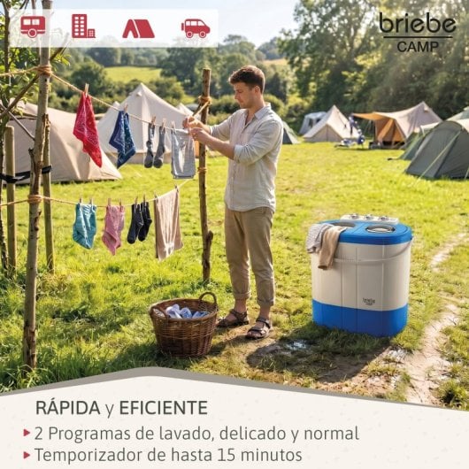 Briebe WM1140 Mini machine à laver centrifuge portable avec 2 compartiments 3 kg gris/blanc