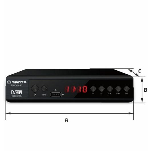Manta DVBT024PRO Decodificador TDT2 DVBT-T2 HEVC H.265 FullHD Negro