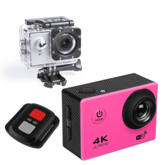 Klack Pro 4K Câmara Desportiva de Ação com Comando Rosa