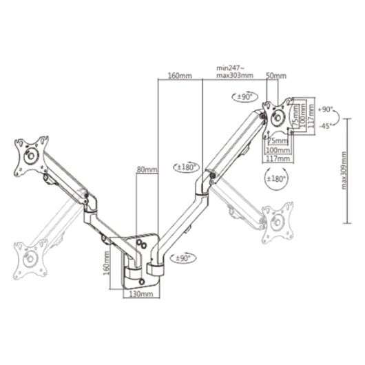 Gembird Ma-wa2-01 Soporte de Pared para Monitor 27" VESA 100 Max 7Kg Negro
