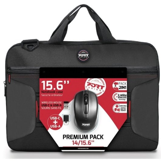 Port Designs Maletín para Portátil 15.6" con Ratón Inalámbrico Negro