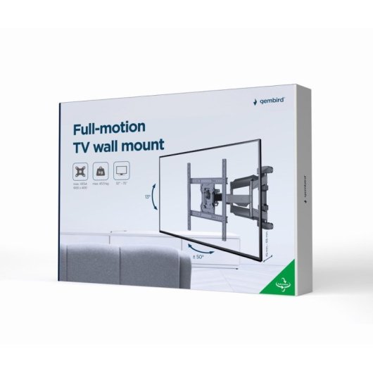 Gembird Wm-75st-01 TV-Wandhalterung 32"-75" VESA Max 45Kg Schwarz