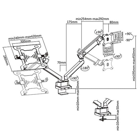 Maclean Mc-813 Dual-Monitor-Tischhalterung 17"-32" VESA 100 Max 2x8kg Schwarz