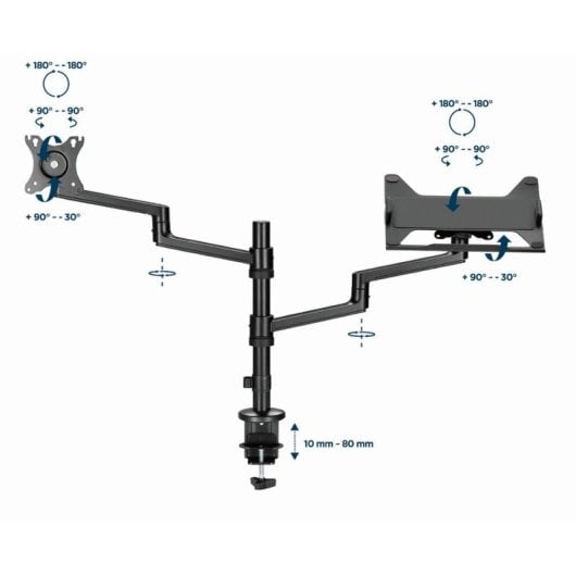Gembird MA-DA-04 Soporte Escritorio con Brazo para Monitor Y Bandeja Portátil 17”-32” Max 8 Kg