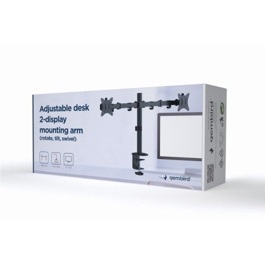 Gembird Ma-d2-01 Soporte de Escritorio Doble para Monitor 32" VESA 100 Negro