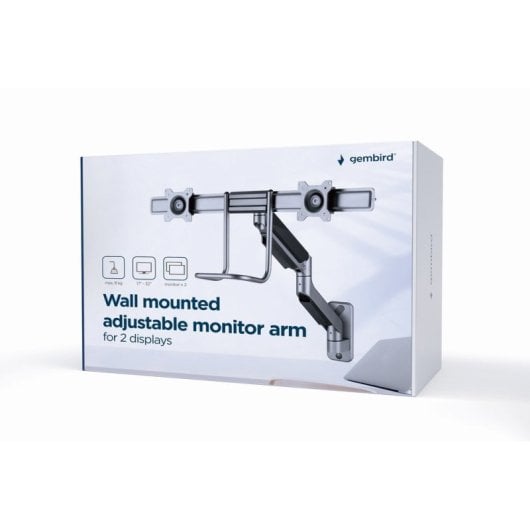 Suporte duplo para monitor Gembird Ma-wa2-02 17”-32” VESA 100 Max 8Kg Preto