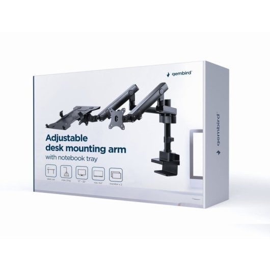 Gembird Ma-da3-02 Doppelmonitor + Laptopständer 17"-32" VESA 100 Max. 8 kg Schwarz