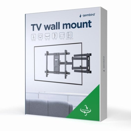 Gembird Wm-80st-05 TV-Wandhalterung 37”-80” VESA 600x400 Max 50kg Schwarz