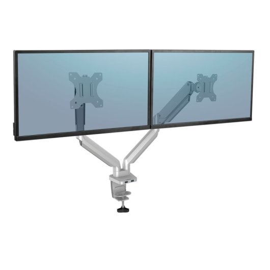 Fellowes Soporte Doble para 2 Monitores 32" VESA 100 Max 8Kg Plateado