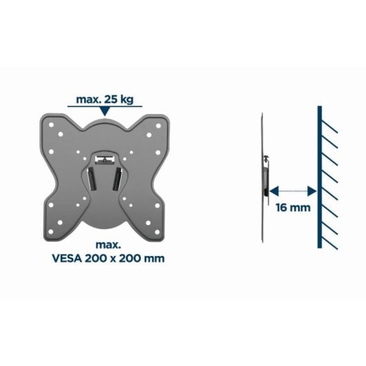 Gembird Wm-42f-03 Soporte de Pared para TV 23”-42” VESA 200 Max 25kg Negro