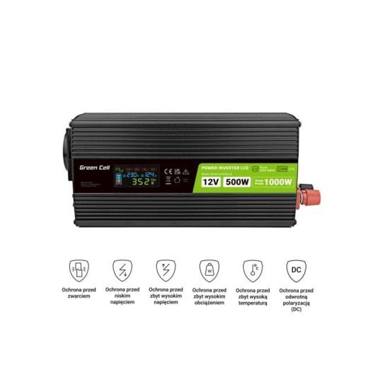 Green Cell Powerinverter Inversor de Corriente con Pantalla LCD 10000W Negro