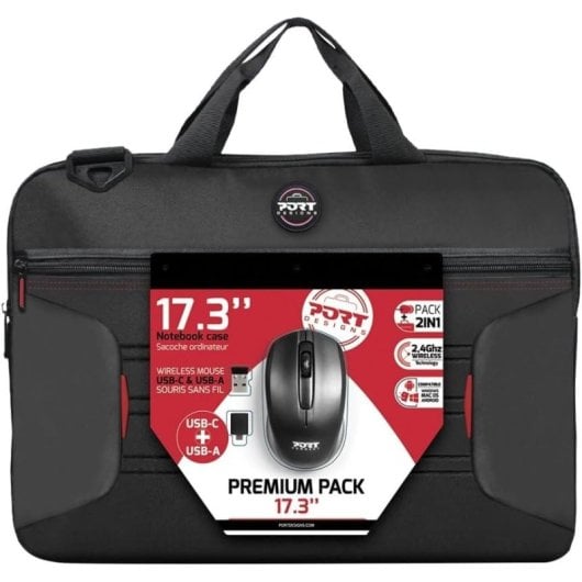 Custodia Port Designs Premium Pack per laptop da 17,3" + mouse nero