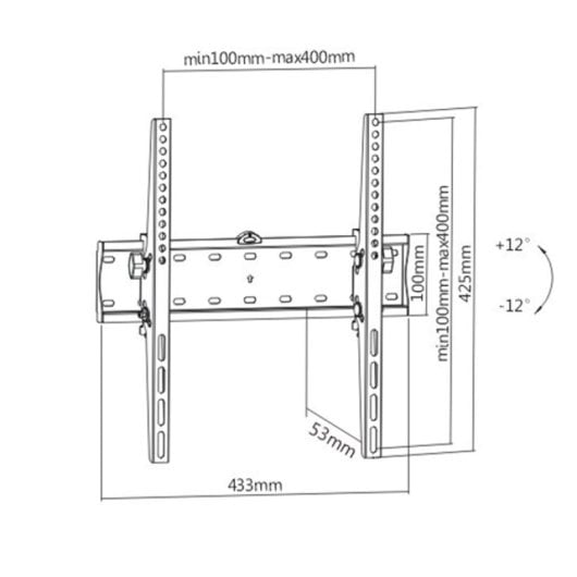 Gembird Wm-55t-02 Support TV 55" VESA Max Noir