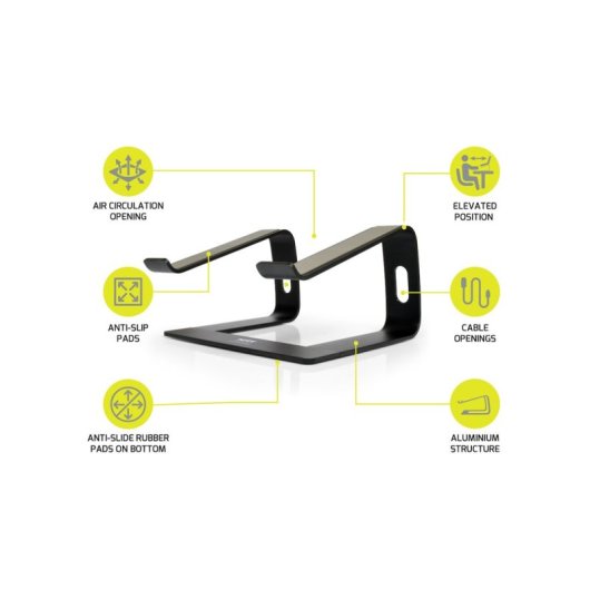 Port Designs 901103 Soporte de Aluminio para Portátil 15.6" Negro