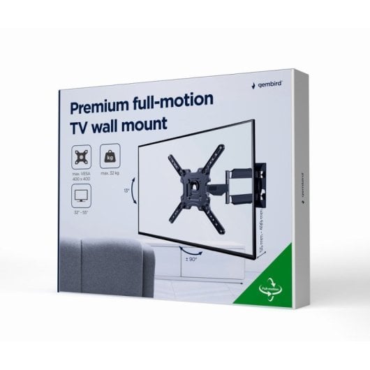 Suporte de parede para TV Premium Full Motion Gembird Wm-55st-01, 32 "-55" (32 kg)