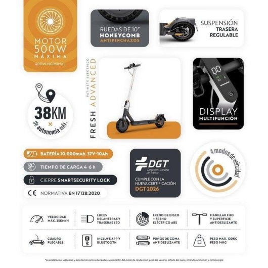 E-Scooter Olsson Fresh Advanced 400W Reichweite 38km 10 Zoll Reifen Schwarz