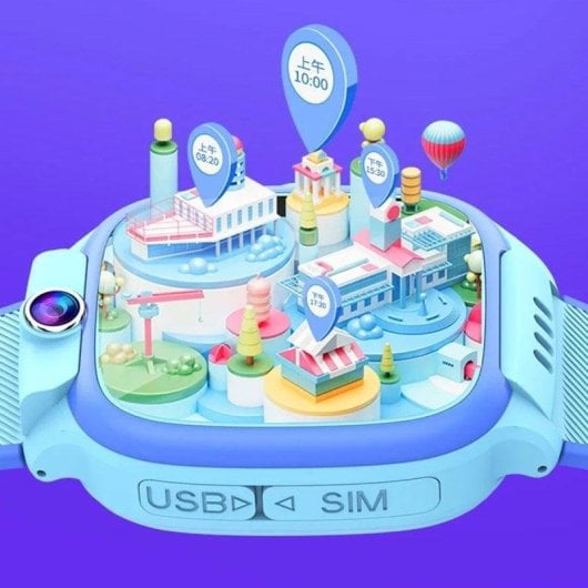 Klack Smartwatch Infantil 4G GPS 1.44" Touch Azul Videoconferência SOS Nano-SIM WiFi LBS