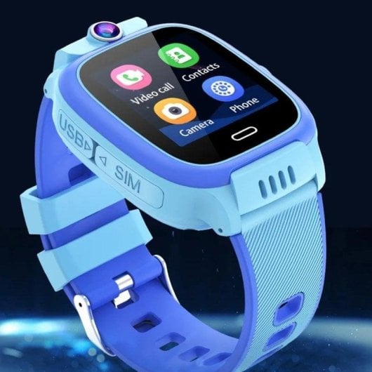 Klack Smartwatch Infantil 4G GPS 1.44" Touch Azul Videoconferência SOS Nano-SIM WiFi LBS