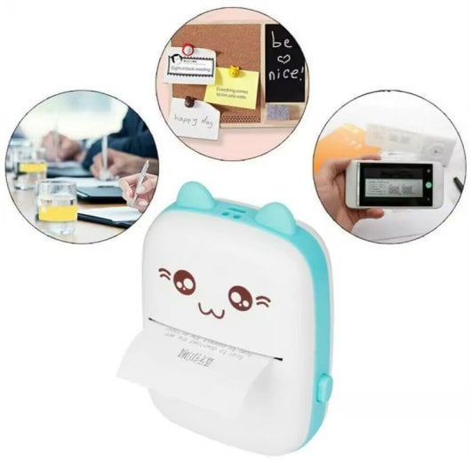 Klack Mini Impresora Portátil Térmica sin Tinta en Papel de Recibo Bluetooth Azul