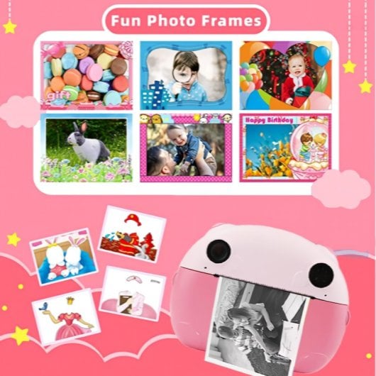 Klack Câmara Instantânea Digital Infantil 12MP 1080p Rosa