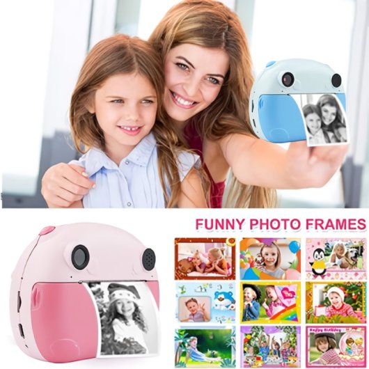 Klack Câmara Instantânea Digital Infantil 12MP 1080p Rosa