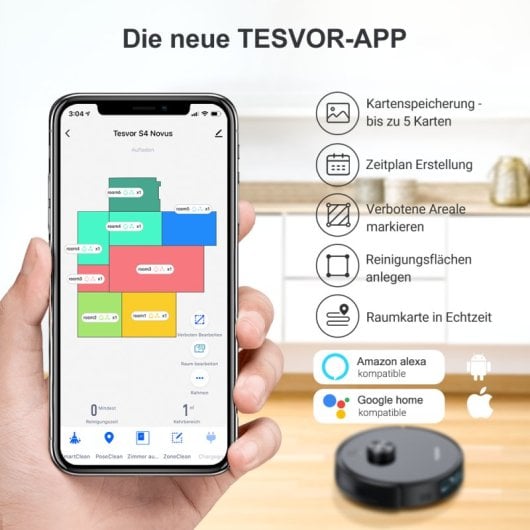 Tesvor S4 Robot Aspirador con Navegación Láser Gris Espacial