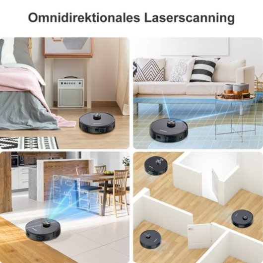 Robot Aspirapolvere e Lavapavimenti Tesvor S4 Navigazione LiDAR 22.000 Pa Compatibile Alexa