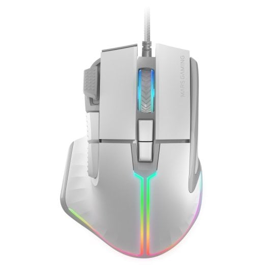 Mars Gaming MM-XT Rato Gaming RGB Ergonómico com Apoio para Polegar 12800DPI Switches Huano Branco