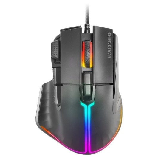 Mars Gaming MM-XT Mouse da gioco ergonomico RGB con poggiapollice 12800 DPI Switch Huano Nero