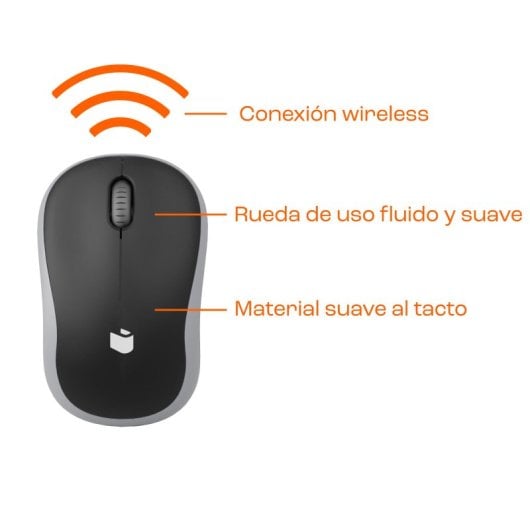 PcCom Essential Combo MK20 Clavier + Souris Sans Fil Noir