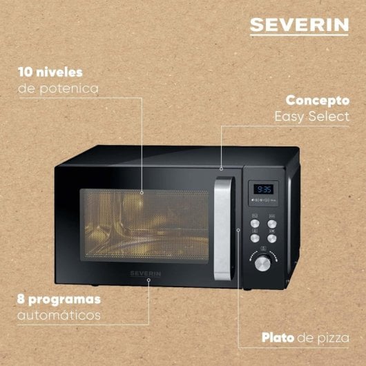 Severin MW 7752 3-in-1 Mikrowelle mit Grill- und Heißluftfunktion, 25 l, 900 W, Schwarz