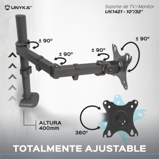 UNYKAch UK1421 Soporte para Monitor 10-32" VESA 75x75/100x100 Máx 10Kg