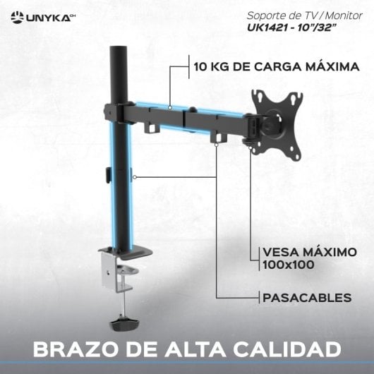 UNYKAch UK1421 Soporte para Monitor 10-32" VESA 75x75/100x100 Máx 10Kg
