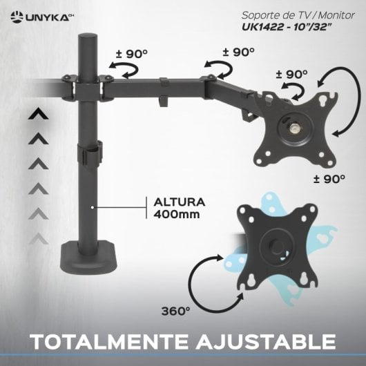 UNYKAch UK1422 Soporte Doble para Monitor 10-32" VESA 100x100 Máx 20Kg